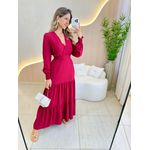 VESTIDO MANGA LONGA VALENTINA MARSALA LISO
