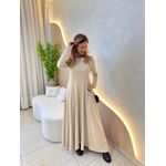 VESTIDO YASMIN CANELADO MANGA LONGA AREIA