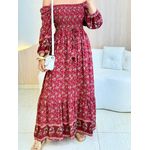 VESTIDO MIDI FERNANDA MARSALA FLORIDO