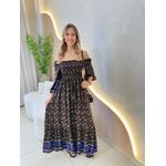VESTIDO MIDI FERNANDA PRETO FLORIDO