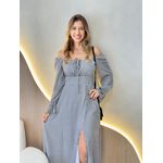 VESTIDO VIOLETA MANGA LONGA XADREZ