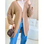 BLUSA CARDIGAN MANGA LONGA SUELEN MARROM CLARO