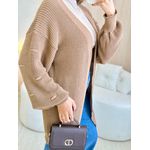 BLUSA CARDIGAN MANGA LONGA SUELEN MARROM CLARO