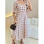 VESTIDO MIDI CATARINE XADREZ NUDE