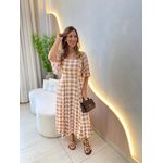 VESTIDO MIDI CATARINE XADREZ NUDE