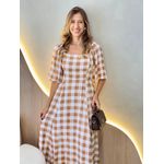 VESTIDO MIDI CATARINE XADREZ NUDE