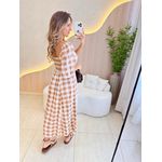 VESTIDO MIDI CATARINE XADREZ NUDE
