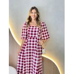 VESTIDO MIDI CATARINE XADREZ MARSALA