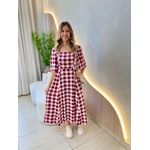 VESTIDO MIDI CATARINE XADREZ MARSALA