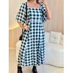 VESTIDO MIDI CATARINE XADREZ VERDE