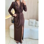 VESTIDO MIDI PÉROLA MARROM