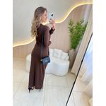 VESTIDO MIDI PÉROLA MARROM