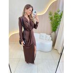 VESTIDO MIDI PÉROLA MARROM