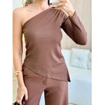 BLUSA CANELADA TATI MARROM