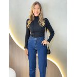 BLUSA MANGA LONGA CANELADO COSTURAS PRETO