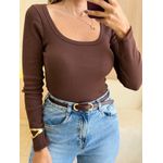 BLUSA CANELADA BIA MARROM