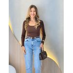 BLUSA CANELADA BIA MARROM