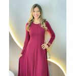 VESTIDO YASMIN CANELADO MANGA LONGA MARSALA