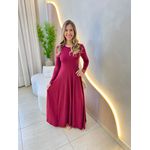 VESTIDO YASMIN CANELADO MANGA LONGA MARSALA