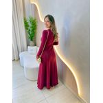 VESTIDO YASMIN CANELADO MANGA LONGA MARSALA