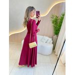 VESTIDO YASMIN CANELADO MANGA LONGA MARSALA