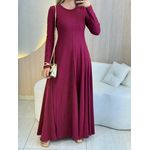 VESTIDO YASMIN CANELADO MANGA LONGA MARSALA