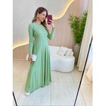 VESTIDO YASMIN CANELADO MANGA LONGA VERDE