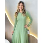VESTIDO YASMIN CANELADO MANGA LONGA VERDE