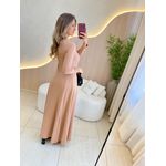 VESTIDO YASMIN CANELADO MANGA LONGA NUDE