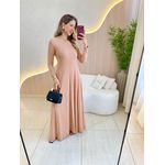 VESTIDO YASMIN CANELADO MANGA LONGA NUDE