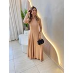 VESTIDO YASMIN CANELADO MANGA LONGA NUDE