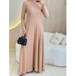 VESTIDO YASMIN CANELADO MANGA LONGA NUDE