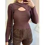 BLUSA CANELADA LUA MARROM