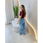 BLUSA CANELADA GOLA ALTA MARSALA