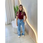 BLUSA CANELADA GOLA ALTA MARSALA