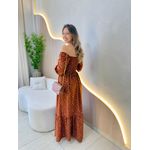 VESTIDO MIDI FERNANDA MARROM FLORZINHA