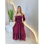VESTIDO MIDI FERNANDA VINHO FLORZINHA
