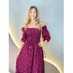 VESTIDO MIDI FERNANDA VINHO FLORZINHA