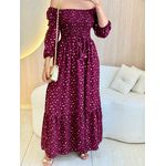VESTIDO MIDI FERNANDA VINHO FLORZINHA