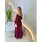 VESTIDO MIDI FERNANDA VINHO FLORZINHA