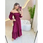 VESTIDO MIDI FERNANDA VINHO FLORZINHA