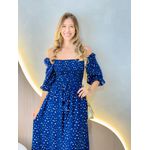 VESTIDO MIDI FERNANDA AZUL FLORZINHA