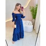 VESTIDO MIDI FERNANDA AZUL FLORZINHA