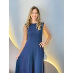 VESTIDO YASMIN CANELADO AZUL MARINHO