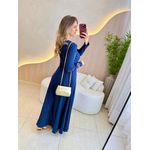 VESTIDO YASMIN CANELADO MANGA LONGA AZUL MARINHO