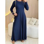 VESTIDO YASMIN CANELADO MANGA LONGA AZUL MARINHO