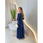 VESTIDO YASMIN CANELADO MANGA LONGA AZUL MARINHO