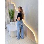 BLUSA CANELADA GOLA ALTA PRETO