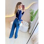BLUSA MANGA LONGA PEDRARIA AZUL MARINHO
