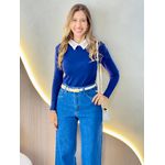 BLUSA MANGA LONGA PEDRARIA AZUL MARINHO